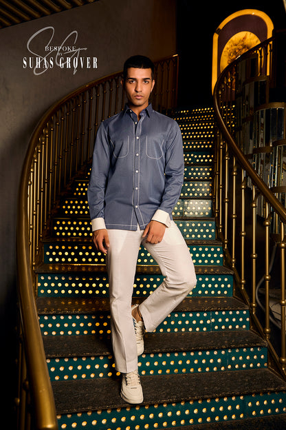 BLUE THREAD WORK SHIRT