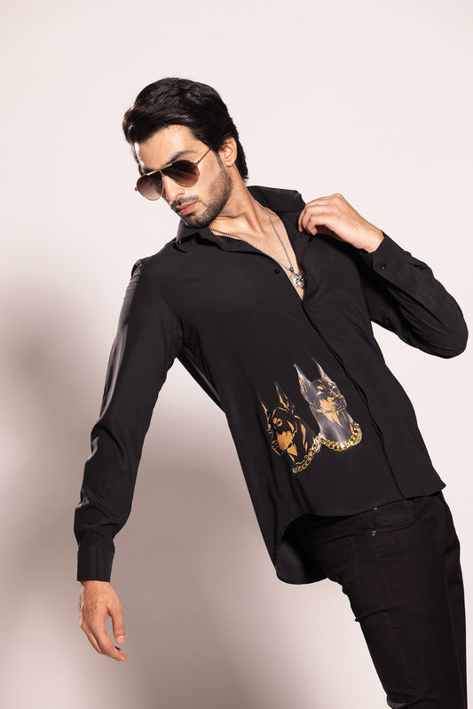BLACK DOG PRINT SHIRT