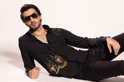BLACK DOG PRINT SHIRT