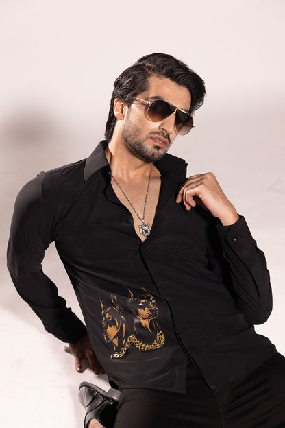 BLACK DOG PRINT SHIRT