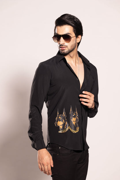 BLACK DOG PRINT SHIRT