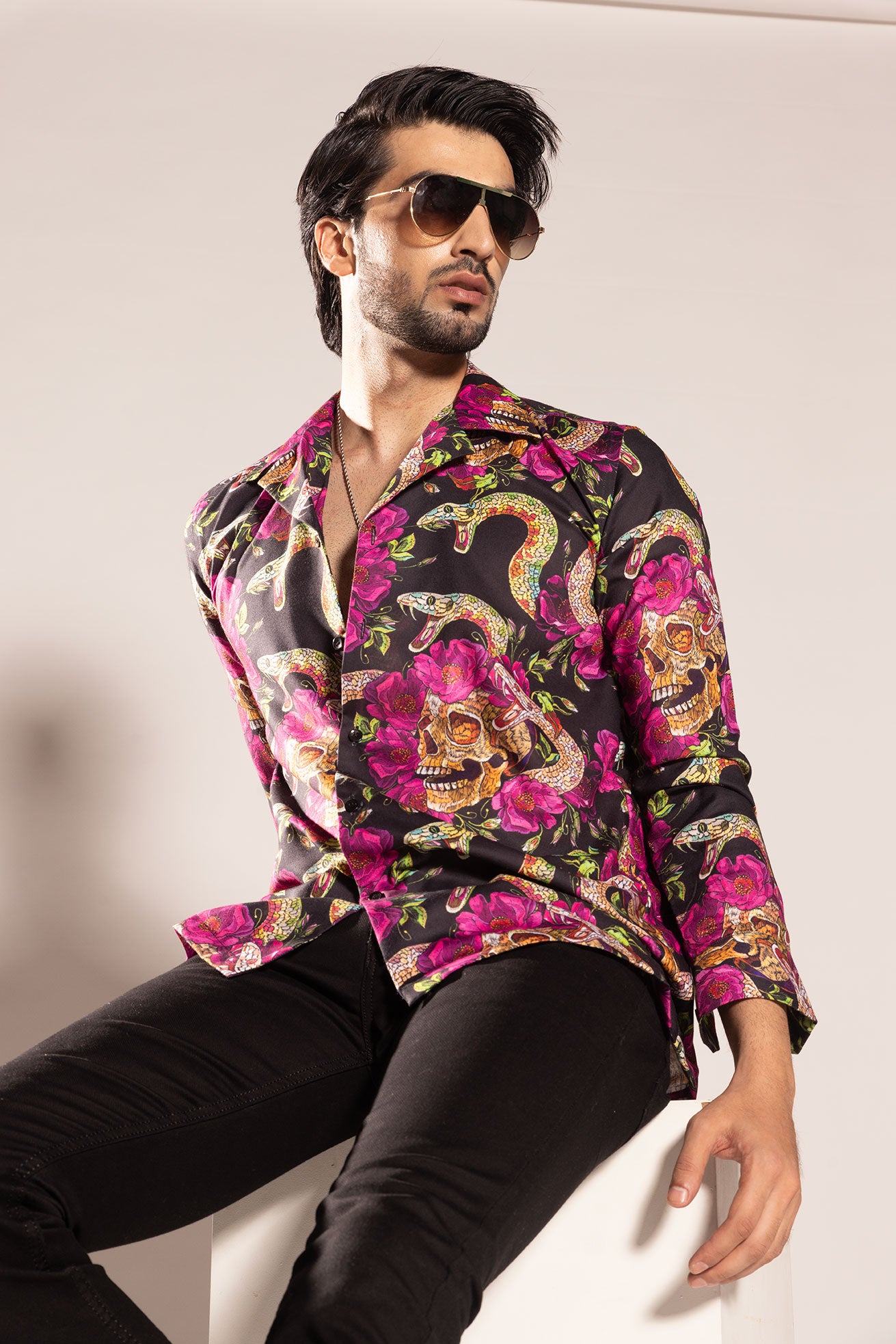 SNAKE & SKULL PRINT SHIRT
