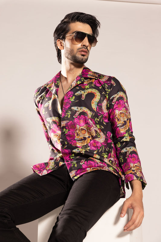 SNAKE & SKULL PRINT SHIRT