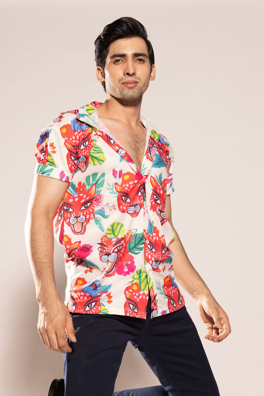 PINK TIGER PRINT SHIRT