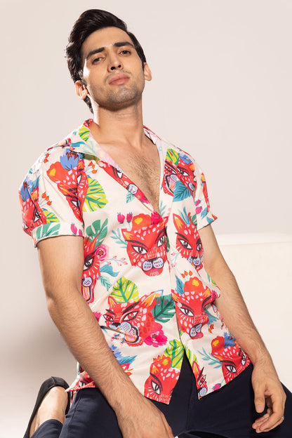PINK TIGER PRINT SHIRT