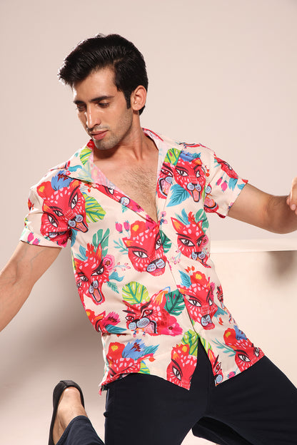 PINK TIGER PRINT SHIRT