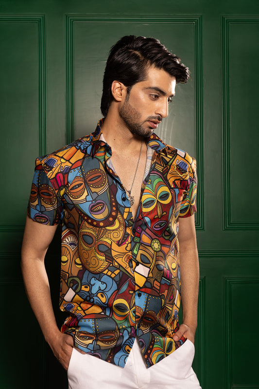 FACES ABSTRACT PRINT SHIRT