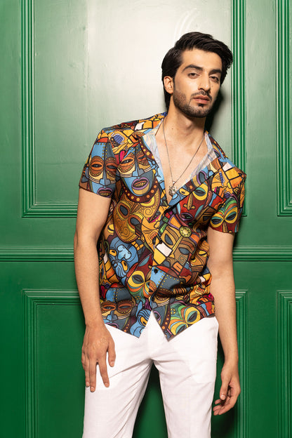 FACES ABSTRACT PRINT SHIRT