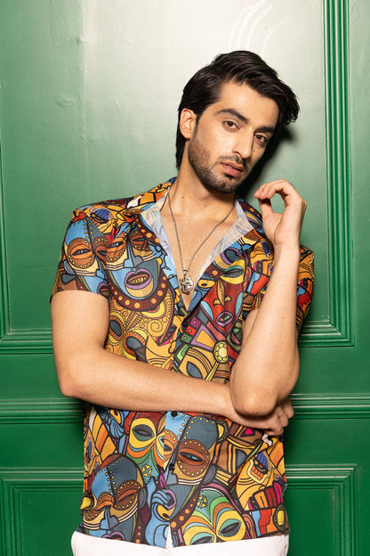 FACES ABSTRACT PRINT SHIRT