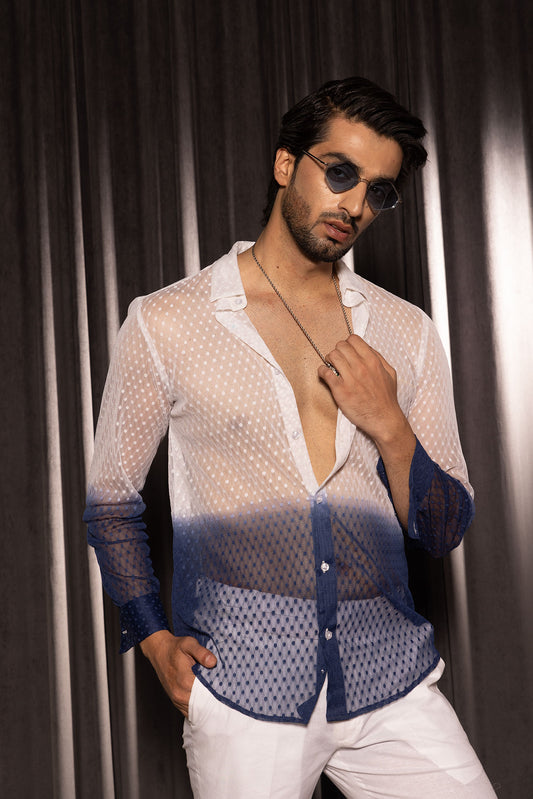 WHITE AND BLUE SHIRT