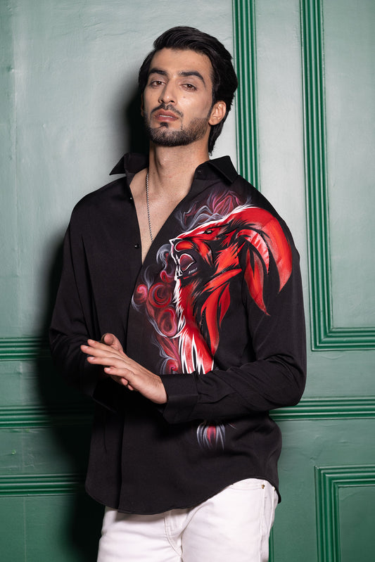 RED LION HAND PAINT SHIRT