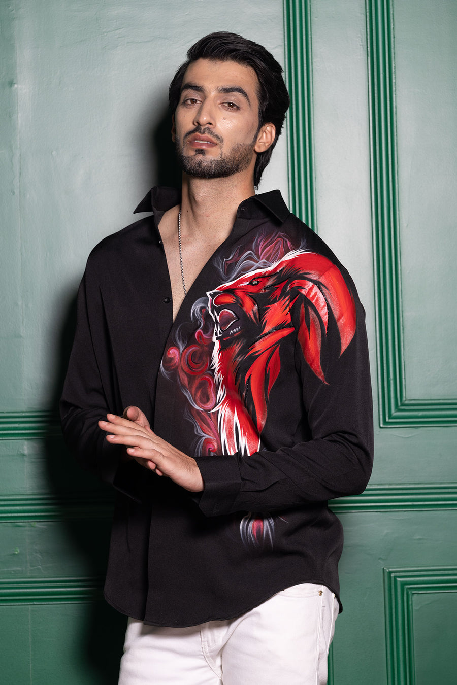 RED LION HAND PAINT SHIRT