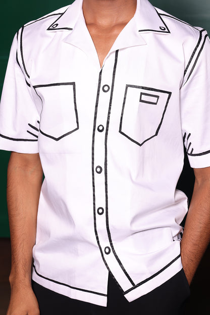 WHITE LINE HAND PAINT SHIRT