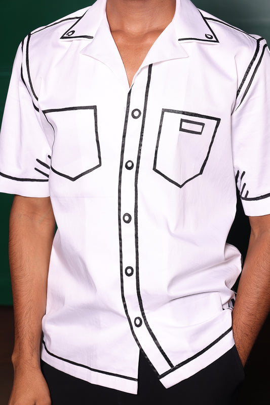 WHITE LINE HAND PAINT SHIRT