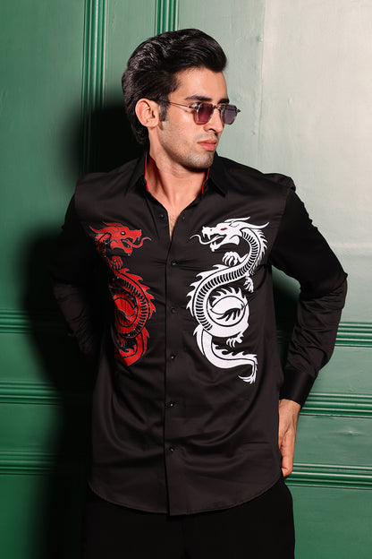 BLACK DRAGON PRINT SHIRT