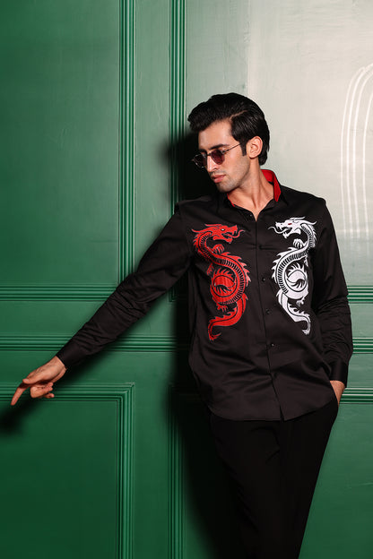 BLACK DRAGON PRINT SHIRT