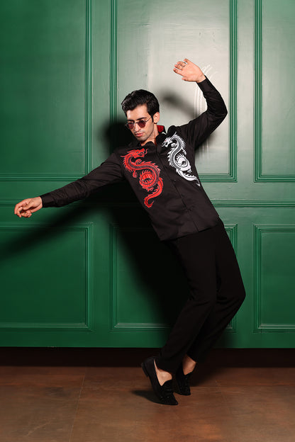 BLACK DRAGON PRINT SHIRT