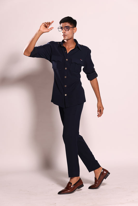 BLUE DOUBLE POCKET SHIRT