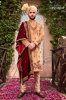 BEIGE BARAT SHERWANI