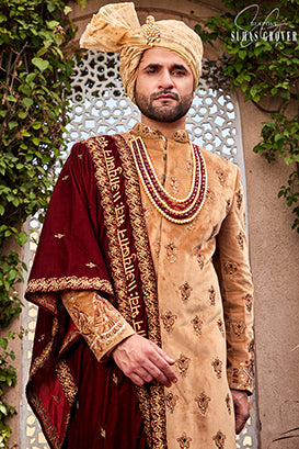 BEIGE BARAT SHERWANI