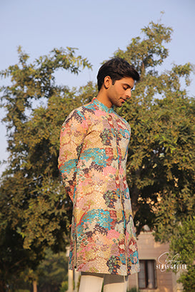 MULTI COLOURED LUCKNOWI KURTA SET
