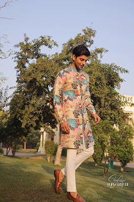 MULTI COLOURED LUCKNOWI KURTA SET