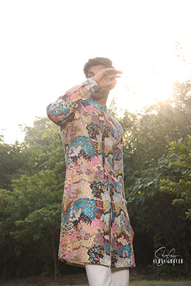 MULTI COLOURED LUCKNOWI KURTA SET