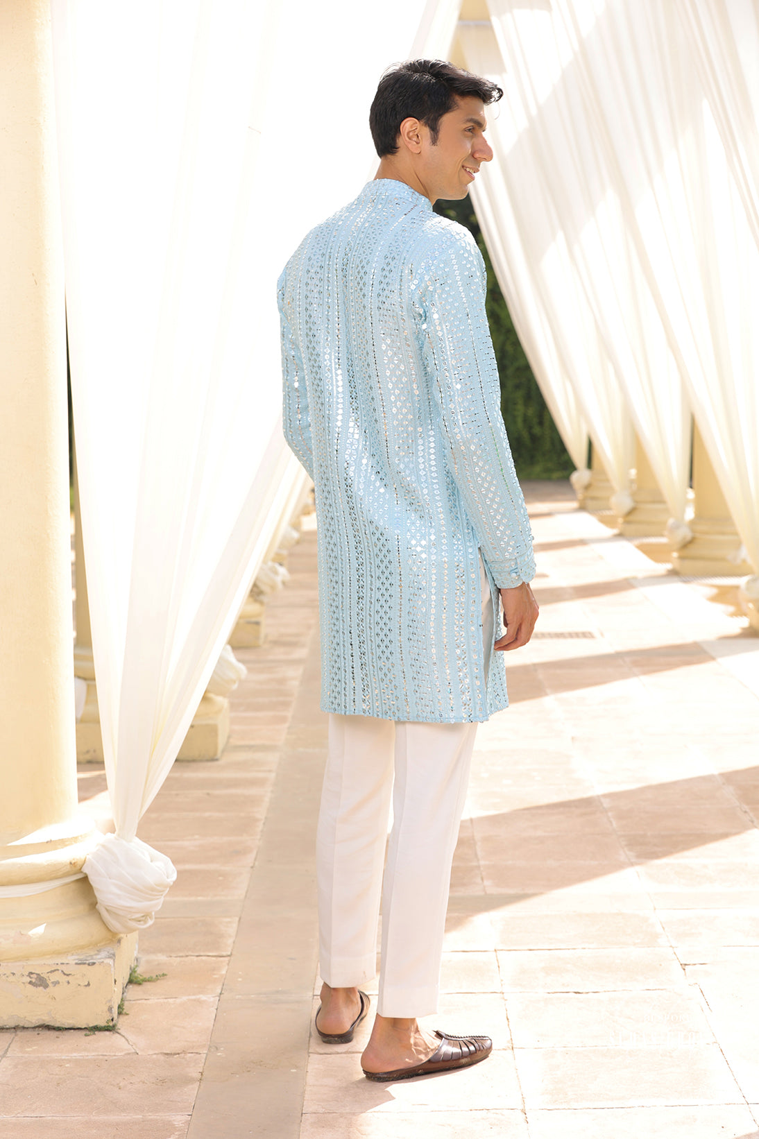 SKY BLUE LUCKNOWI KURTA SET