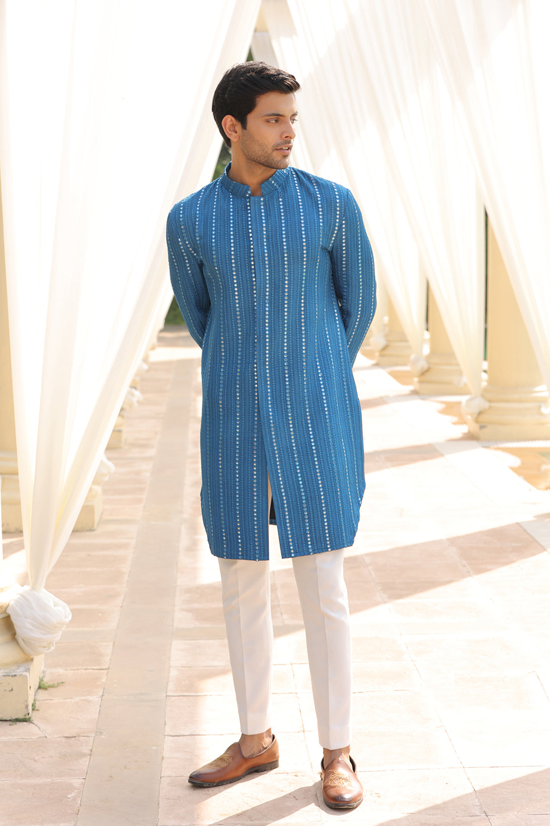 TEEL BLUE MIRROR KURTA SET