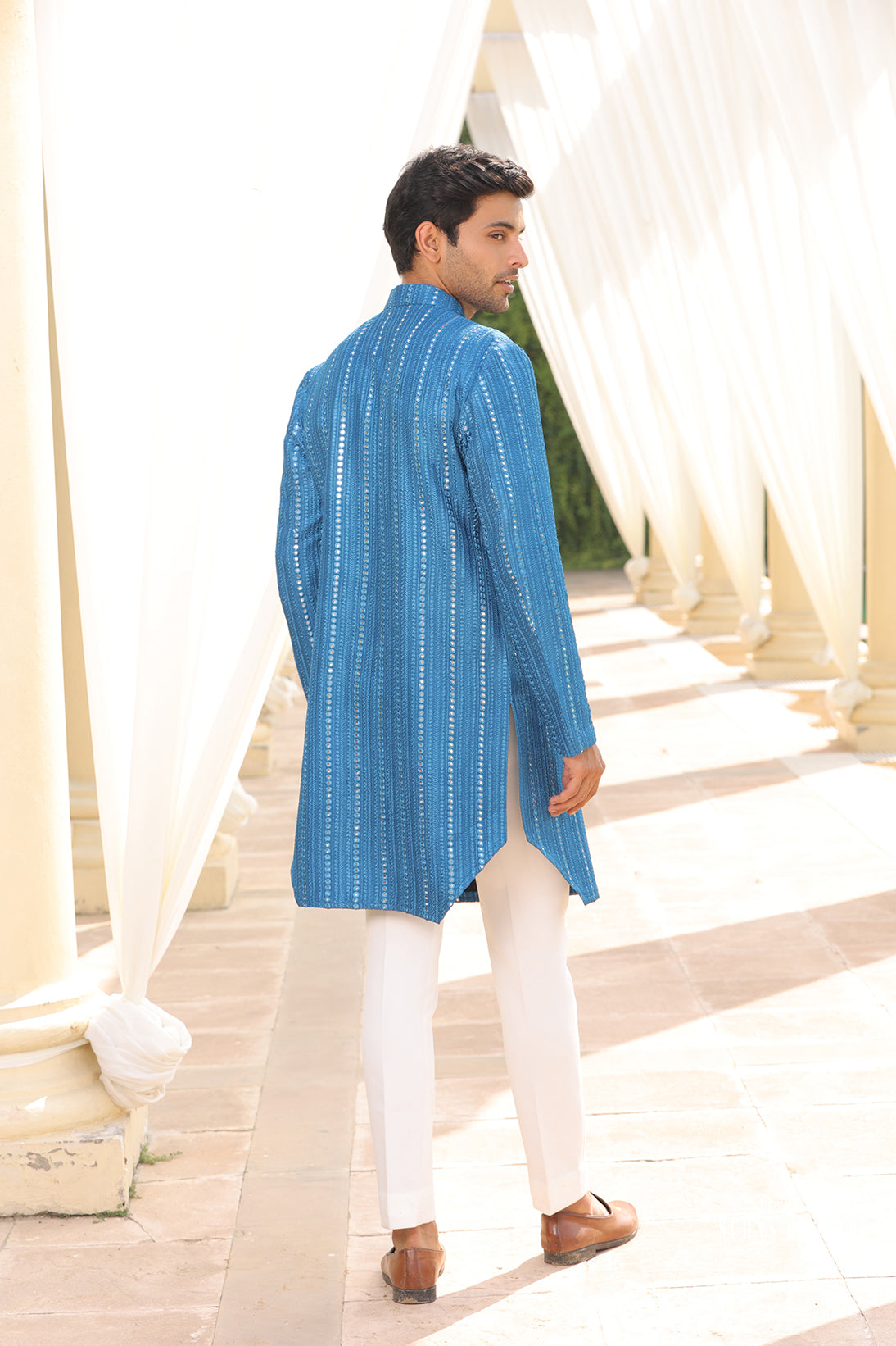 TEEL BLUE MIRROR KURTA SET