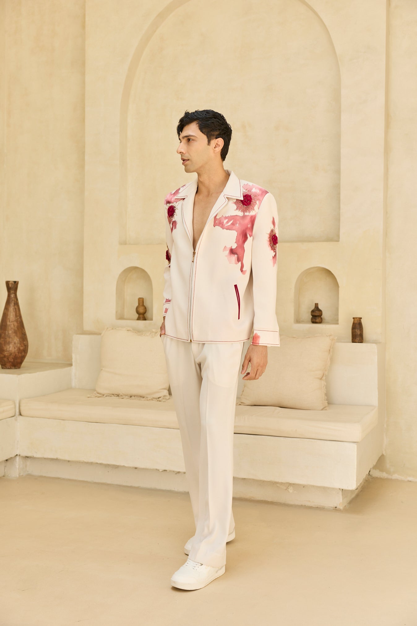 IVORY HANDPAINTED JACKET SET