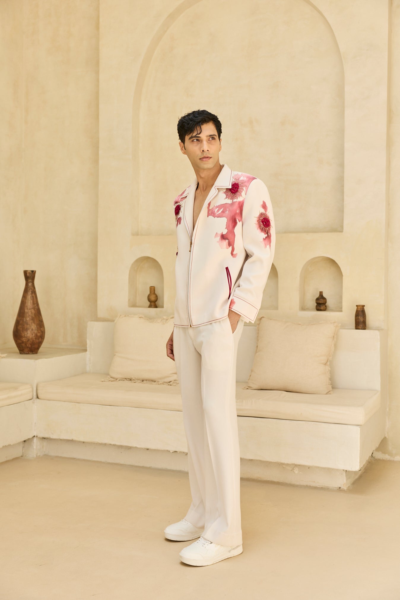 IVORY HANDPAINTED JACKET SET