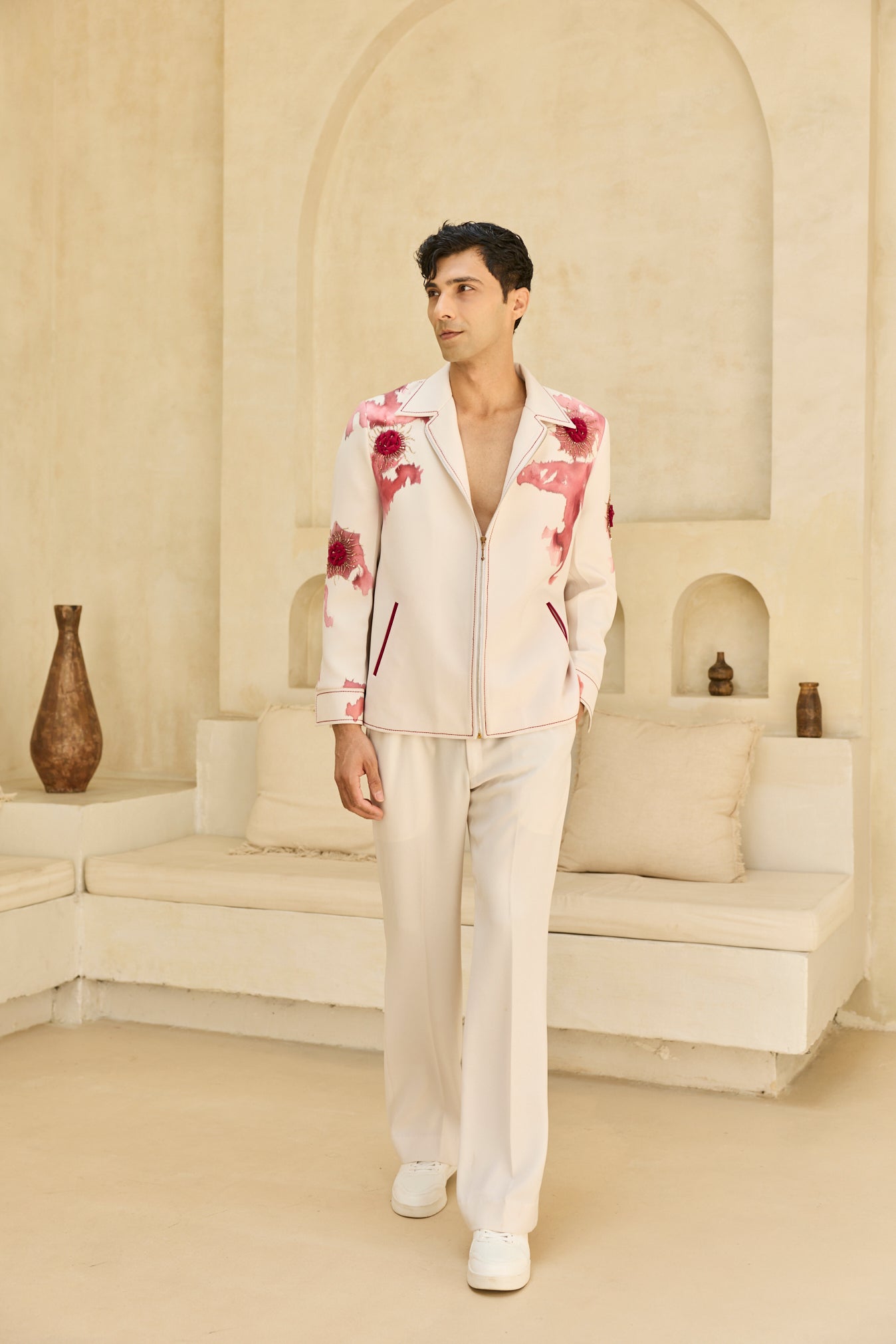 IVORY HANDPAINTED JACKET SET