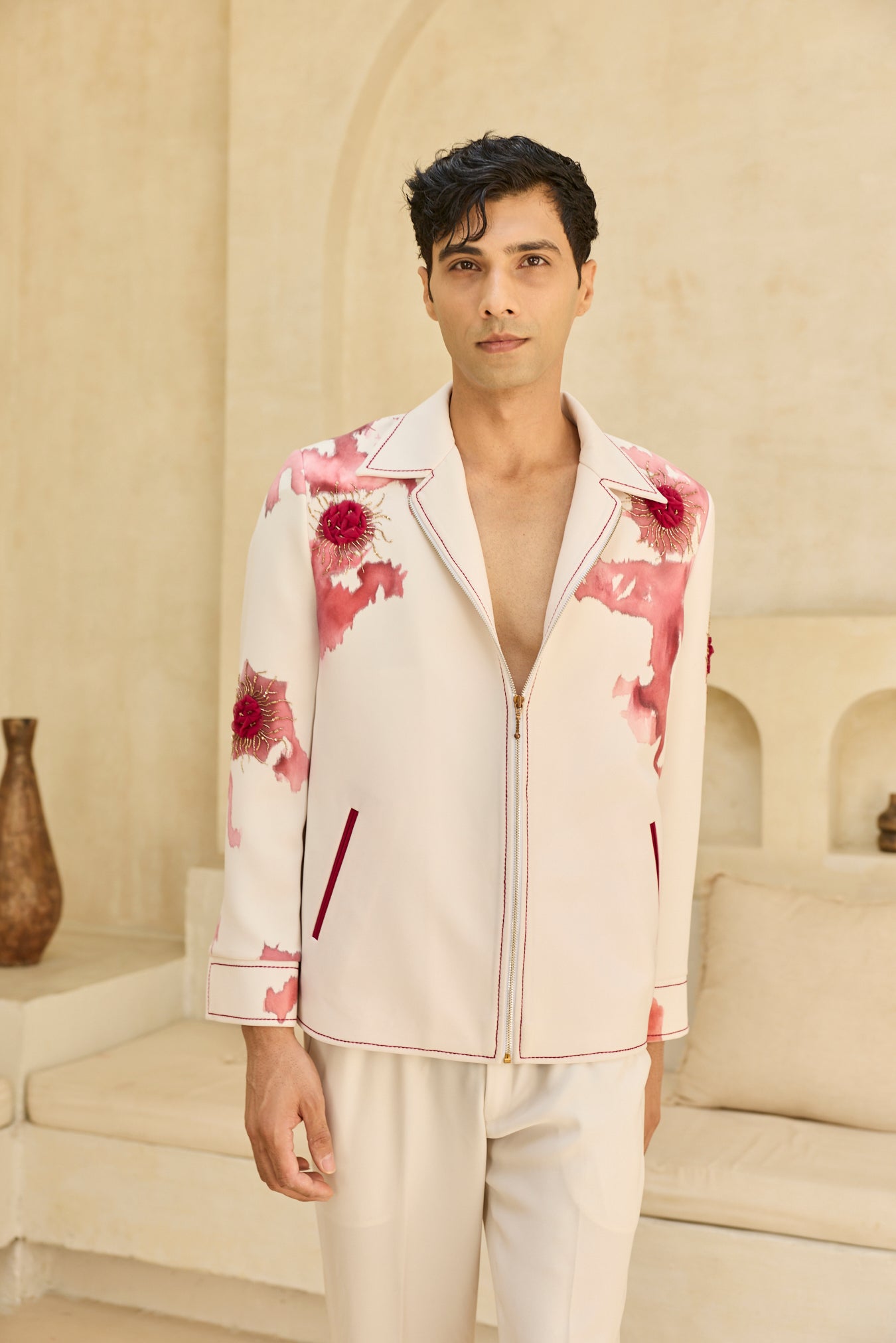 IVORY HANDPAINTED JACKET SET