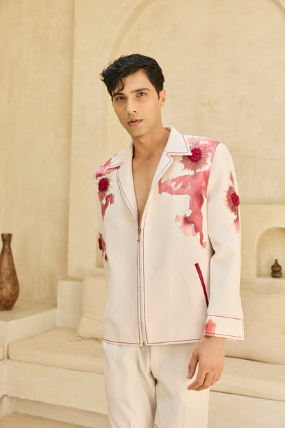 IVORY HANDPAINTED JACKET SET