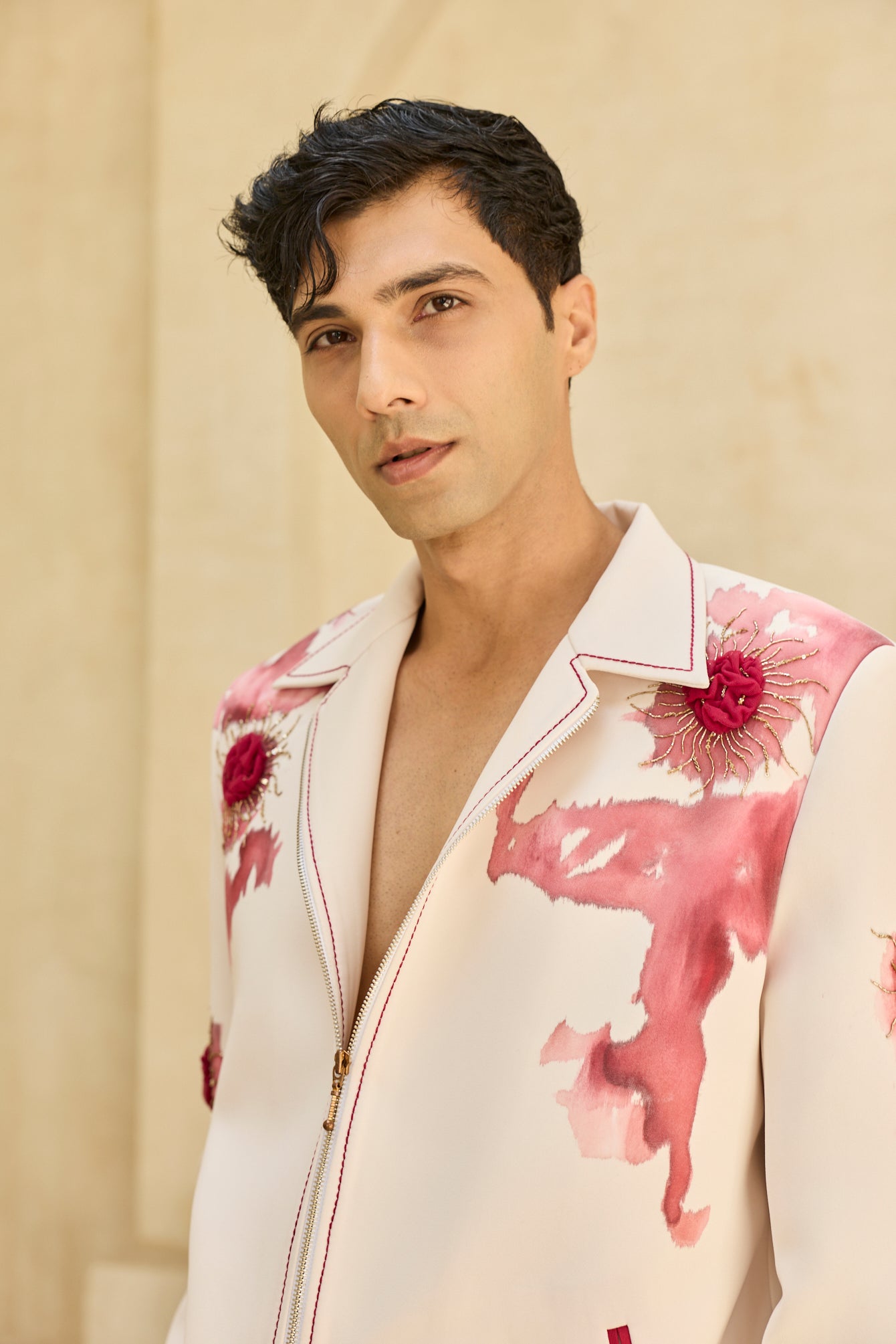 IVORY HANDPAINTED JACKET SET