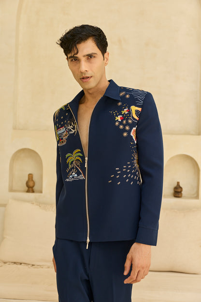 BLUE CRAZY JACKET SET