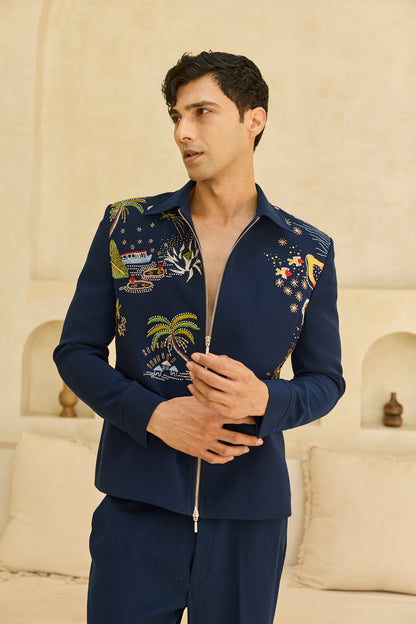 BLUE CRAZY JACKET SET