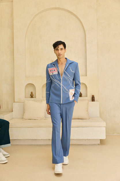BLUE DILBAR JACKET SET
