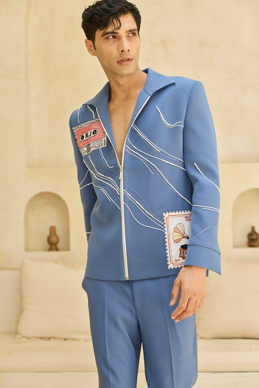 BLUE DILBAR JACKET SET
