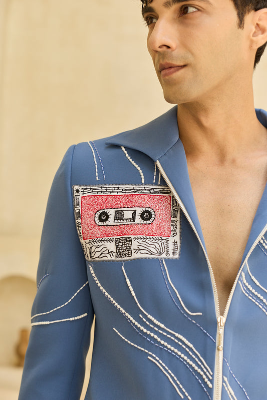 BLUE DILBAR JACKET SET