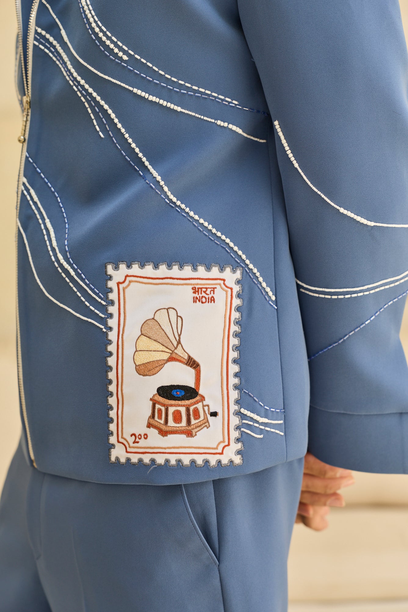 BLUE DILBAR JACKET SET