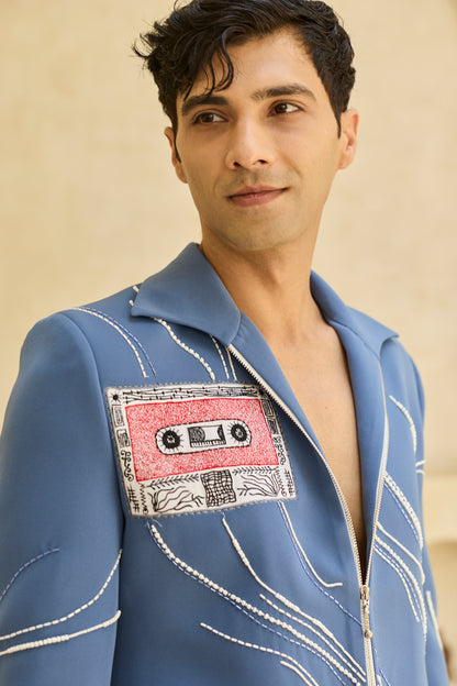 BLUE DILBAR JACKET SET