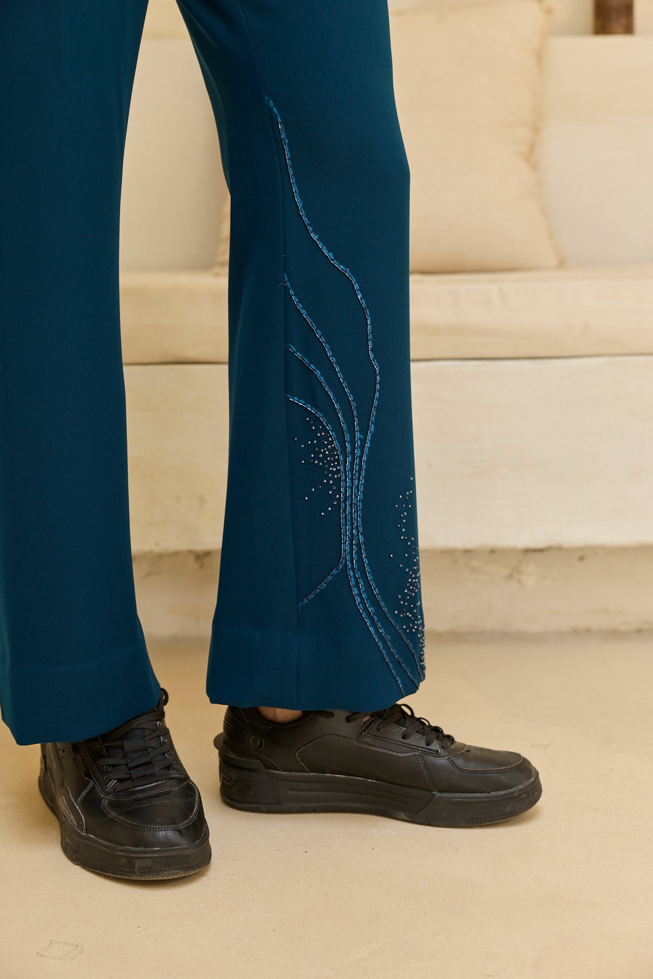 TEEL GREEN GHUNGHRU JACKET SET
