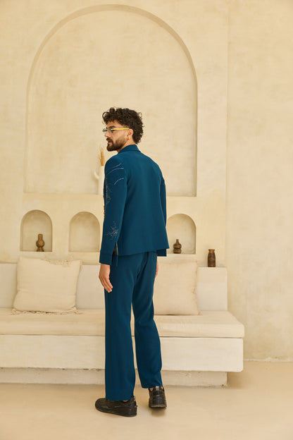 TEEL GREEN GHUNGHRU JACKET SET