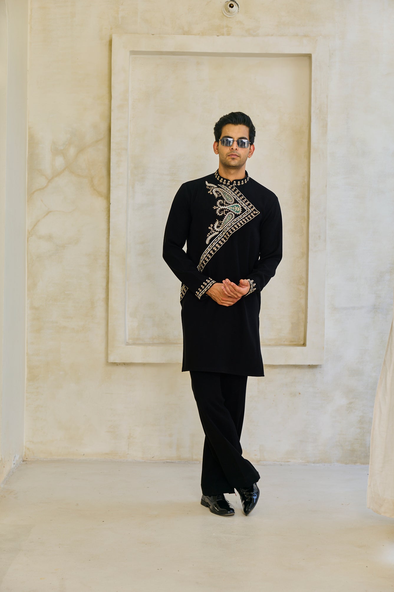 Black angrakha kurta set