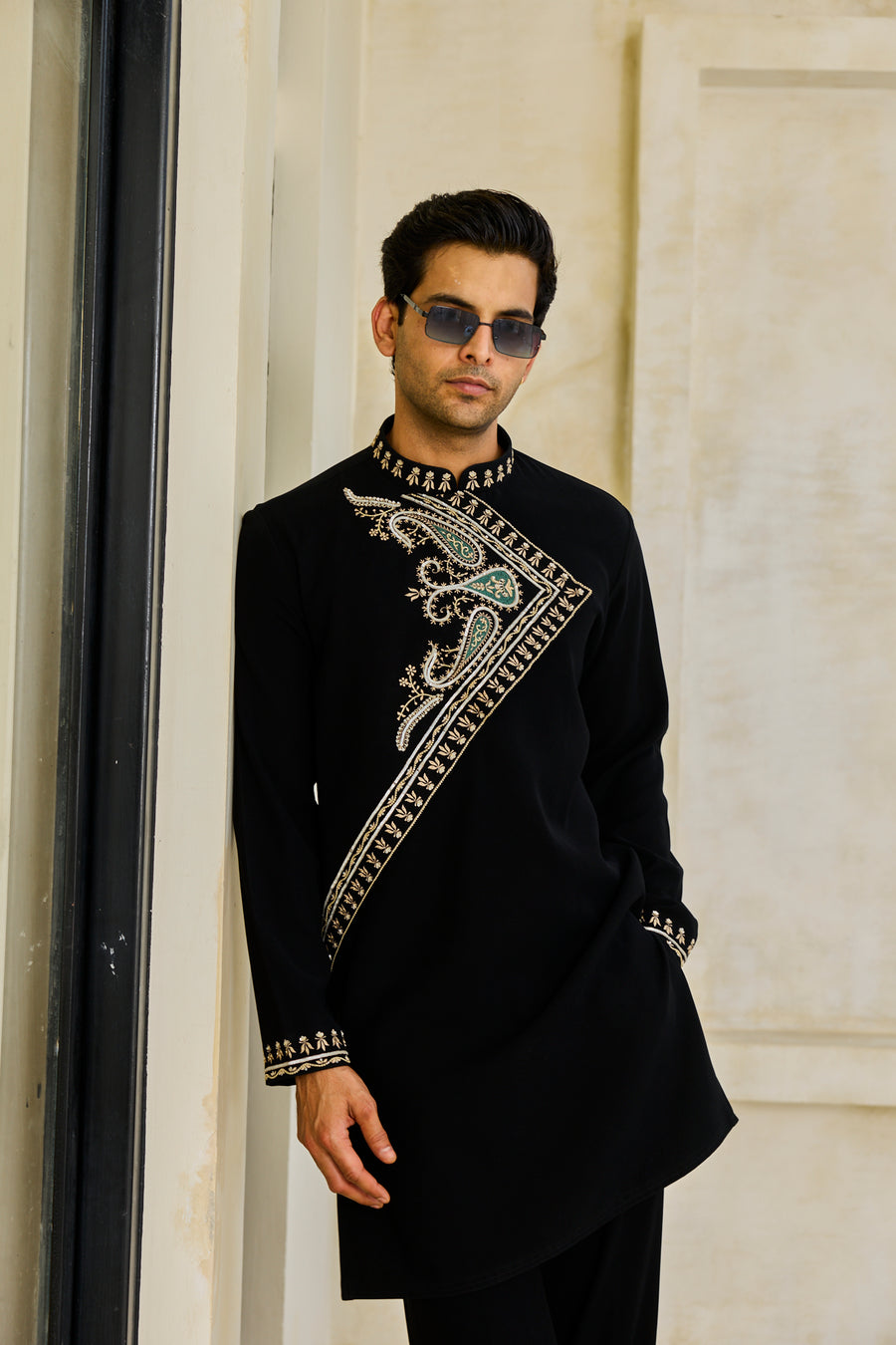 Black angrakha kurta set