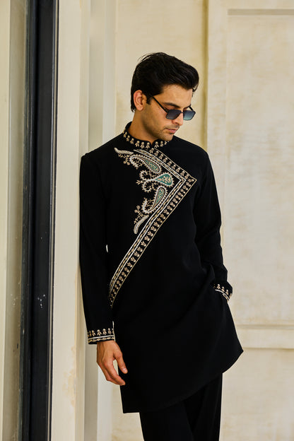 Black angrakha kurta set
