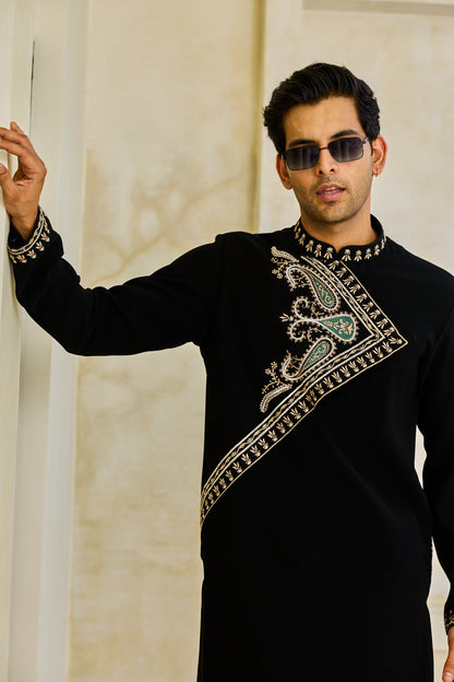 Black angrakha kurta set