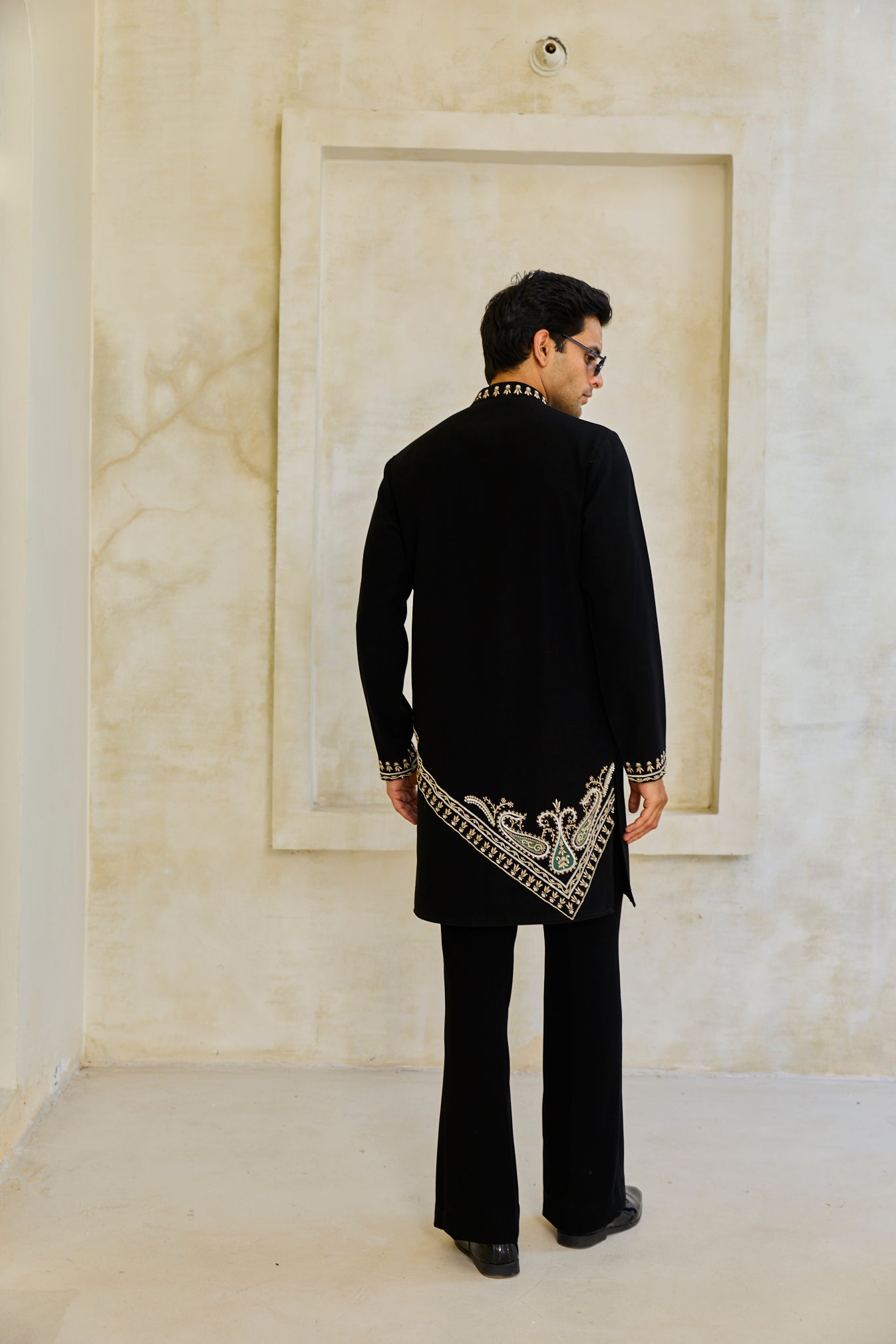 Black angrakha kurta set